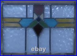 GEO OLD ENGLISH LEADED STAINED GLASS WINDOW Unframed w Hooks 16.25 X 11.25 GEO OLD ENGLISH LEADED STAINED GLASS WINDOW Unframed w Hooks 16.25 X 11.25