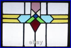GEO OLD ENGLISH LEADED STAINED GLASS WINDOW Unframed w Hooks 16.25 X 11.25 GEO OLD ENGLISH LEADED STAINED GLASS WINDOW Unframed w Hooks 16.25 X 11.25