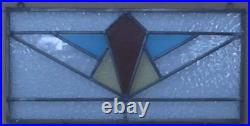 GEO OLD ENGLISH LEADED STAINED GLASS WINDOW Unframed w Hooks 21 X 10.25