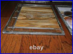 GORGEOUS! 6 Stained Glass Amber Fleur De Lis Panels Window Picture Beveled