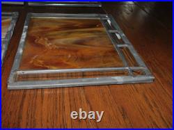 GORGEOUS! 6 Stained Glass Amber Fleur De Lis Panels Window Picture Beveled