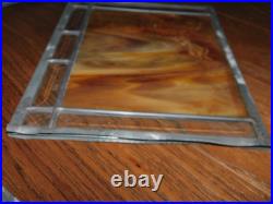 GORGEOUS! 6 Stained Glass Amber Fleur De Lis Panels Window Picture Beveled