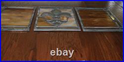GORGEOUS! 6 Stained Glass Amber Fleur De Lis Panels Window Picture Beveled