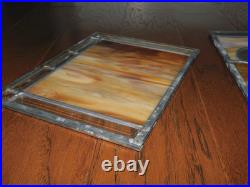 GORGEOUS! 6 Stained Glass Amber Fleur De Lis Panels Window Picture Beveled