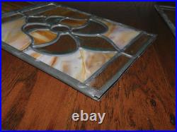 GORGEOUS! 6 Stained Glass Amber Fleur De Lis Panels Window Picture Beveled
