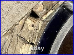 GOTHIC ANTIQUE ARCHED STAINED KILN FIRED GLASS WINDOW 1800s 28 by 61approx