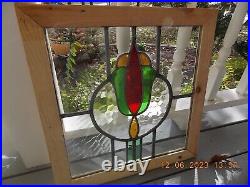 GOV004 Reframed Older Pretty English Leaded Stain Window 19 5/8 X 20 1/4