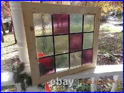 GOV007 Reframed Older Victorian English Leaded Stain Window 19 1/2 X 17 5/8