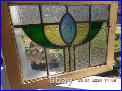 GOV012 Reframed Older Pretty English Leaded Stain Window 20 3/8 X 15 3/4