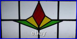 Geometric Old English Leaded Stained Glass Window 22 X 14 Geometric Old English Leaded Stained Glass Window 22 X 14