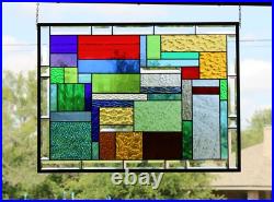 Geometric vibrant colors Stained Glass Panel, Window Hanging, Sidelight, Transom Geometric vibrant colors Stained Glass Panel, Window Hanging, Sidelight, Transom