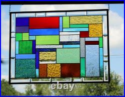 Geometric vibrant colors Stained Glass Panel, Window Hanging, Sidelight, Transom Geometric vibrant colors Stained Glass Panel, Window Hanging, Sidelight, Transom