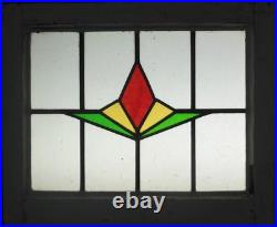 Geometrical Midsize Old English Leaded Stained Glass Window 22.25 X 18.5