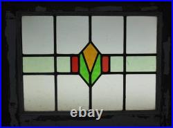 Geometrical Midsize Old English Leaded Stained Glass Window 22.75 X 17.75