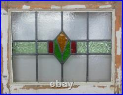 Geometrical Midsize Old English Leaded Stained Glass Window 22.75 X 17.75
