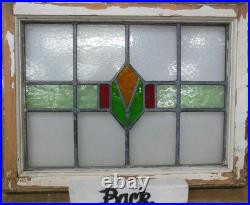 Geometrical Midsize Old English Leaded Stained Glass Window 22.75 X 17.75