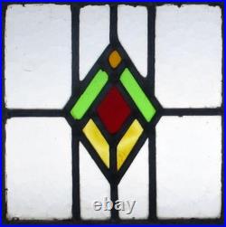 Geometrical Old English Leaded Stained Glass Window 15.25 X 15.5