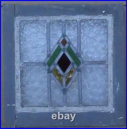 Geometrical Old English Leaded Stained Glass Window 15.25 X 15.5