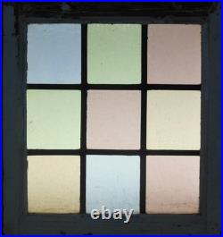 Geometrical Old English Leaded Stained Glass Window 18.5 X 20.25