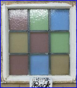 Geometrical Old English Leaded Stained Glass Window 18.5 X 20.25