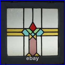 Geometrical Old English Leaded Stained Glass Window 19.5 X 19.5