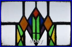 Geometrical Old English Leaded Stained Glass Window 20.25 X 14.75