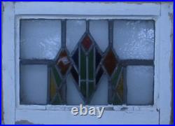 Geometrical Old English Leaded Stained Glass Window 20.25 X 14.75