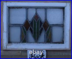 Geometrical Old English Leaded Stained Glass Window 20.25 X 14.75