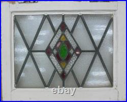 Geometrical Old English Leaded Stained Glass Window 20.5 X 16.5