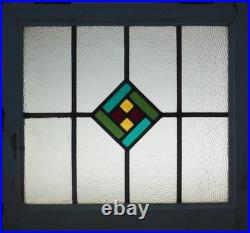Geometrical Old English Leaded Stained Glass Window 21.25 X 20.25