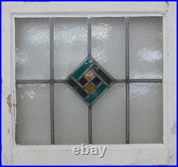 Geometrical Old English Leaded Stained Glass Window 21.25 X 20.25