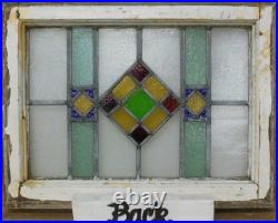 Geometrical Old English Leaded Stained Glass Window 21 X 16.25