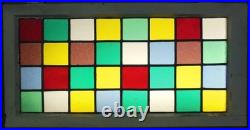 Geometrical Transom Large Old English Leaded Stained Glass Window 36.5 X 18.5