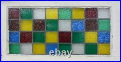 Geometrical Transom Large Old English Leaded Stained Glass Window 36.5 X 18.5