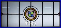 Geometrical Transom Old English Leaded Stained Glass Window 24.25 X 16.5