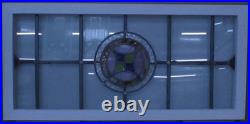 Geometrical Transom Old English Leaded Stained Glass Window 24.25 X 16.5