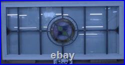 Geometrical Transom Old English Leaded Stained Glass Window 24.25 X 16.5
