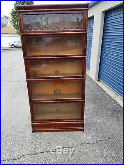 Globe-Wernicke Barrister Bookcase 299 Grade with Leaded Glass Section. (42-19)
