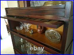 Globe-wernicke 3 Shelf Oak Bookcase D-8 1/2 598 1/2, 312, Leaded Glass, Drawer