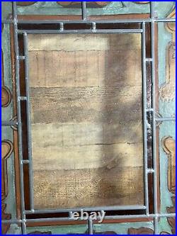 Gorgeous Antique Stained Glass Lead Landing Window 32x62