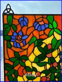 Gorgeous tree of life stained glass window panel