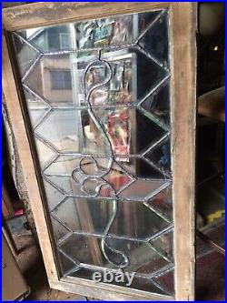 Great Antique All Heavy Beveled Leaded Glass Transom Window Shipping Ok 40 x 22