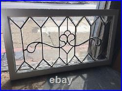 Great Antique All Heavy Beveled Leaded Glass Transom Window Shipping Ok 40 x 22