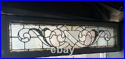 Great Old Buffalo Floral Transom Leaded Stained Glass Window Shipping Ok