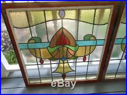 H17-185D Lovely HUGE Older Leaded Stain Glass Window F/France 2 Available
