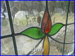 HD-70A Lovely Large Leaded Stain Glass Window F/England Reframed 25 3/8 X 20 1/4