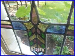 HJ-63 Lovely Leaded Stained Glass Window F/England Reframed 20 1/2 X 16 7/8