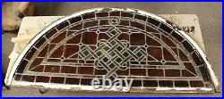 HUGE 1800's Salvaged Transom Leaded Stained Glass Window 70 X 34.5 RESTORATION