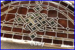 HUGE 1800's Salvaged Transom Leaded Stained Glass Window 70 X 34.5 RESTORATION