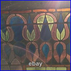 HUGE Antique Stained Glass Window 1880 Victorian 60 x 38 (1 of 3 Available)